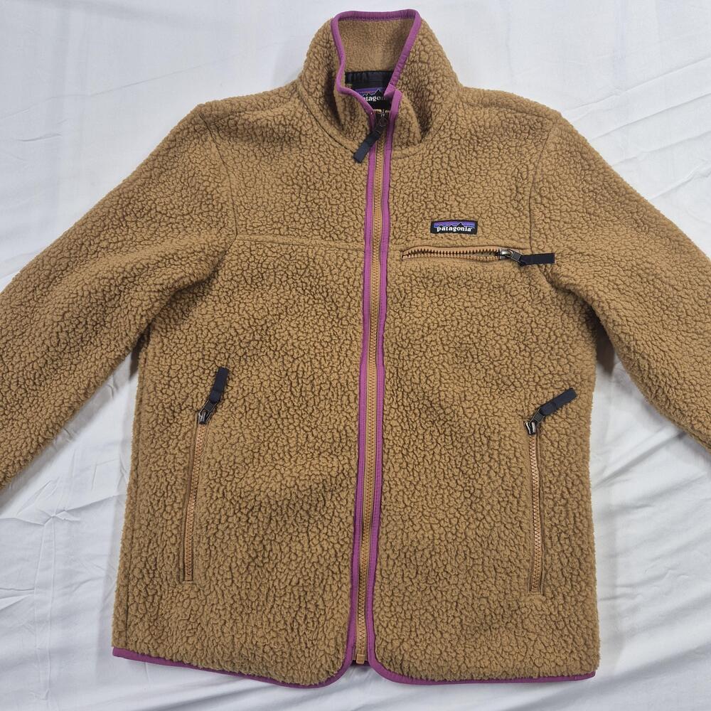 Patagonia Retro Pile Jacket Womens Small Brown Fleece Full Zip Hiking Warm